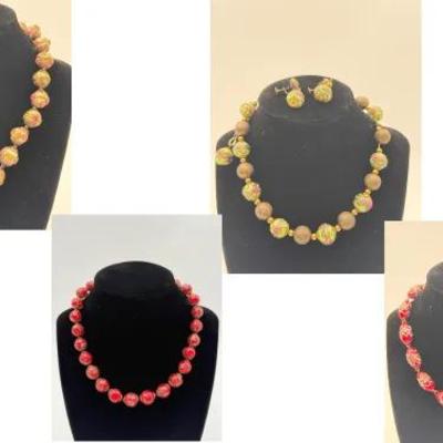 4 Venetian Necklaces And Earrings