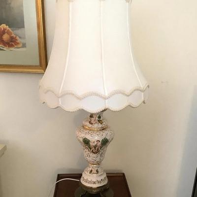 Vintage Capodimonte Lamp With Cherubs