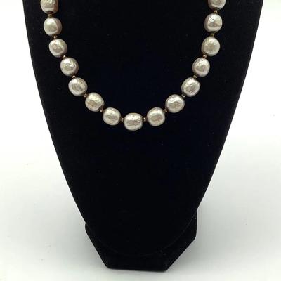 Faux Baroque Pearl Necklace And Bracelet Set