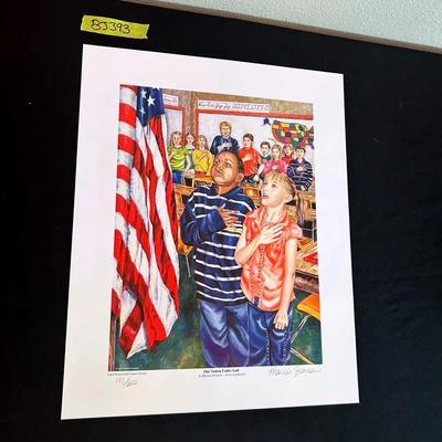 BJ393 Artist Print By Marine Freemsn “One Nation Under God” Signed 