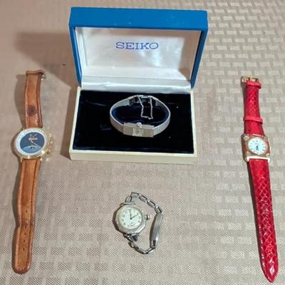 VTG Elgin Art Deco Octagonal Watch, Seiko, Rojé Cloisonne Watch, Apollo 11 Moon Landing Watch