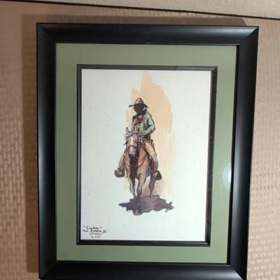 Cowboy By Lorenzo Castaneda Watercolor Original
