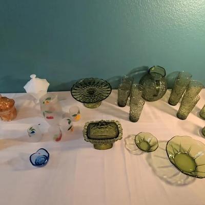 Assorted Colored Glassware