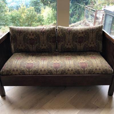 Original Stickley Handcrafted Slat-Back Couch - Upholstered Cushions