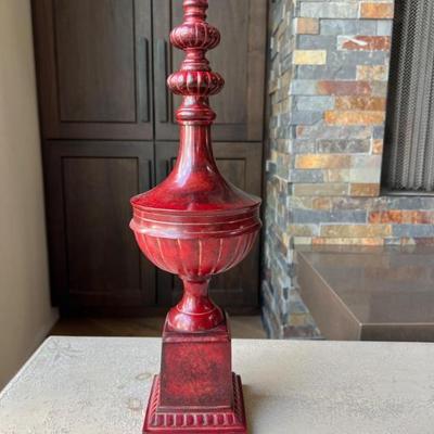Antiqued Red Decorative Obelisk - Made in India
