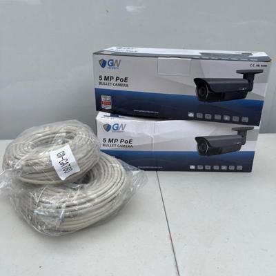 Two GW Security Cameras & CAT5 Cables – New in Box