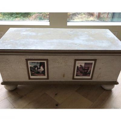 Painted Rooster Coffee Table/Hope Chest– Whimsy Meets Utility