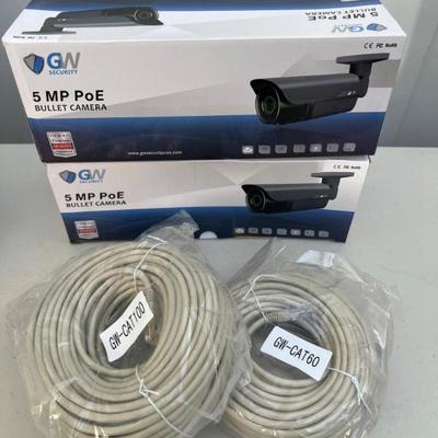 Two GW Security 5MP PoE  Cameras – New with Cat5 Cables