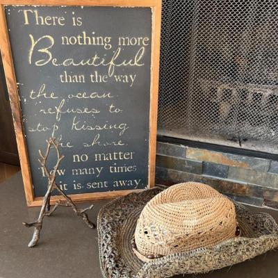 Beach Vision Decor–Chalkboard, Hat, Brass Branch Frame & Bahama Shorts