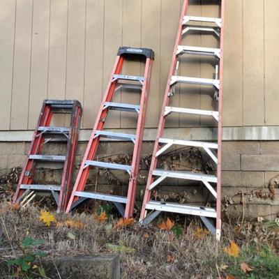 Set of Three A-Frame Work Ladders – 4, 6 and 8 Foot Heights