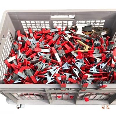 Large Bin of 4" Red-Handled Spring Clips