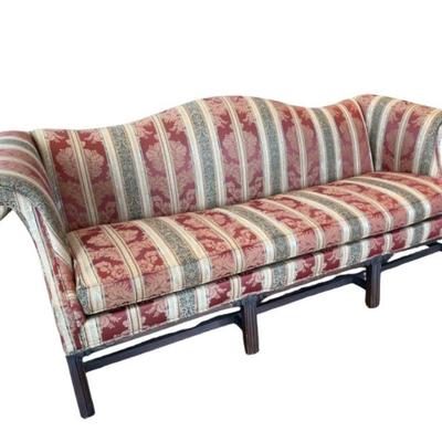 Classic Drexel Heritage Single Cushion Camelback Damask Sofa