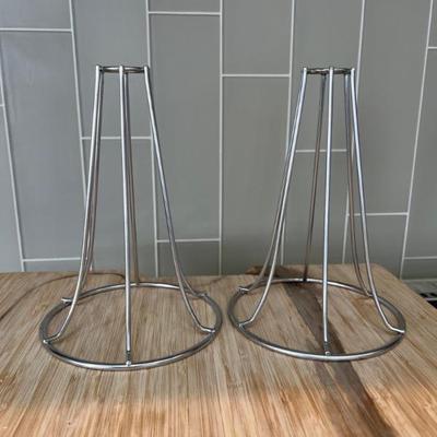 Pair of Upright Stainless Steel Chicken Roaster Holders