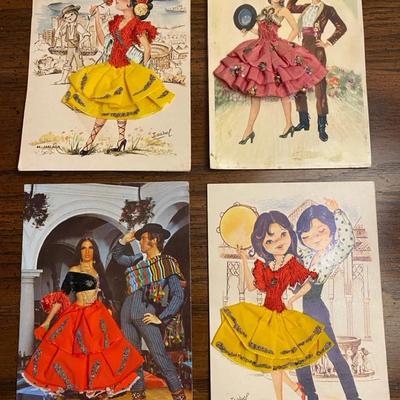 Mid Century Embroidered Post Cards from Spain 