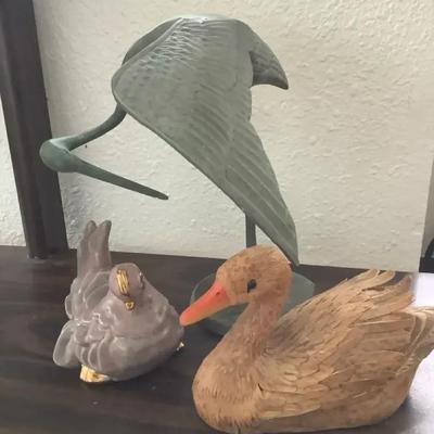 Assorted Bird Figurine Trio – Heron, Swan & Dove