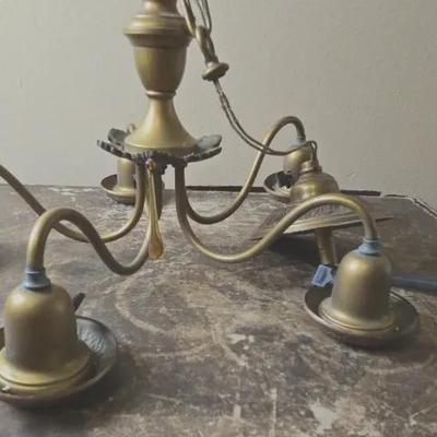 Mid-Century Brass 5-Arm Chandelier (c. 1940s–1960s)
