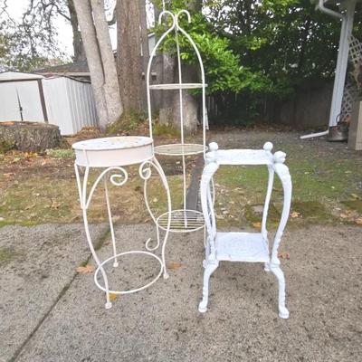 White Metal Plant Stands 
