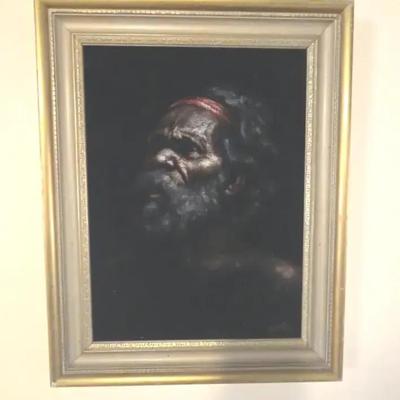 Portrait of an Aboriginal Man-On Black Velvet