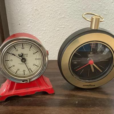 Vintage Kodak Timer & Goodyear Promotional Desk Clock
