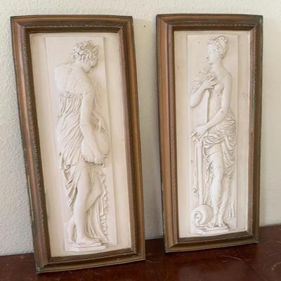 Pair of Classical Chalkware/Plaster Relief Wall Plaques 