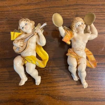 Cherub Angels Playing Instruments Italian Plastic Wall Hanging