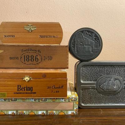 Cigar and Pewter Boxes 