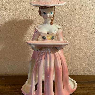 Kreiss Ceramic Pink Lady Candle-Napkin-Toothpick Holder 