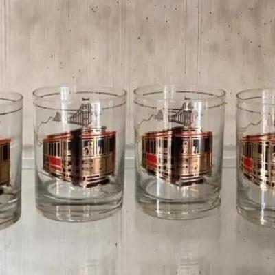 Vintage San Francisco Cable Car Rocks Glasses