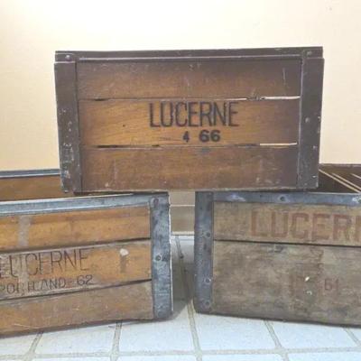 Lucerne Wood and Metal Dairy Crates 