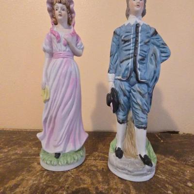 Blue Boy, Pink Girl Ceramic Figurines 