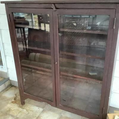 Wooden Glass-Front Display Cabinet