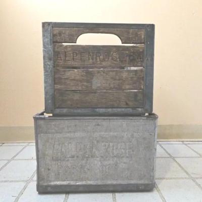 Alpenrose Dairy Crate and Metal Milk Crate 
