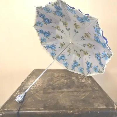 Parasol Adorned in Blue Roses 