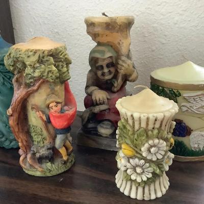 Assorted Vintage Molded and Carved Decorative Candles
