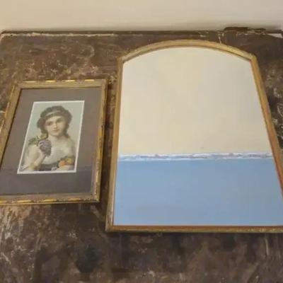 Autumn Girl & Wood Framed Mirror 