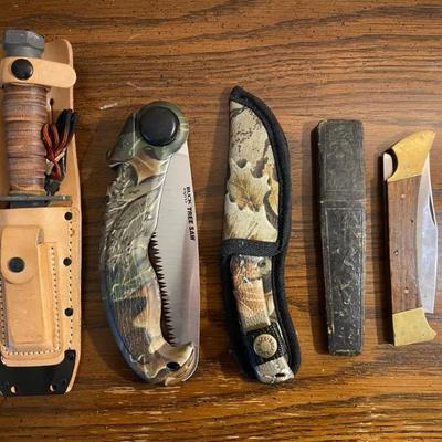 Vintage & Modern Knives with Sheaths – Variety of Hunting, Utility & Folding Styles