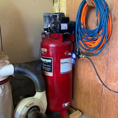 Powermate 60-Gallon Air Compressor with Hoses – Professional Shop Setup
