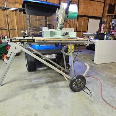 RIDGID MS-UV Miter Saw Utility Vehicle Stand w/ Mounted Miter Saw-Hitachi C10FC