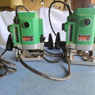 Pair of Hitachi M12V 3-1/4 HP Plunge Routers
