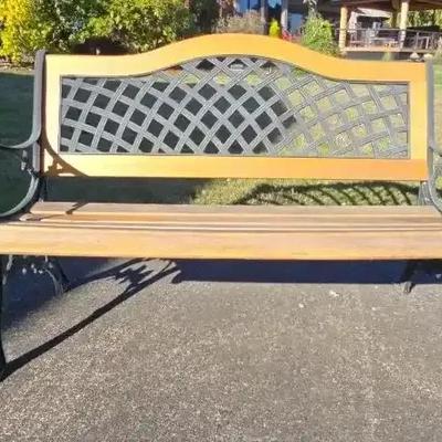 Wood and Cast Iron Garden Bench