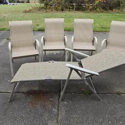 Outdoor Patio Seating Set – 4 Sling Chairs & 2 Matching Chaise Lounges
