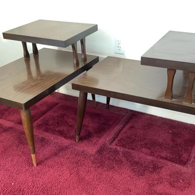 Vintage Mid Century 2 Tier formica top Side Tables - 28x23x18"