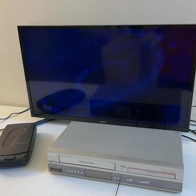 Samsung 32inch HD 720p LED Smart Tv + Philips VCR/DVD Player, & Kinyo VHS Rewinder