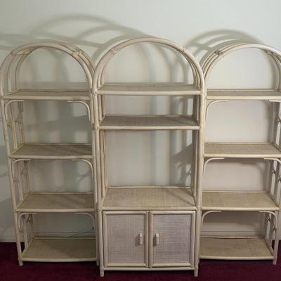 Vintage Bamboo Rattan Wash Bookshelves - 30x70x17"