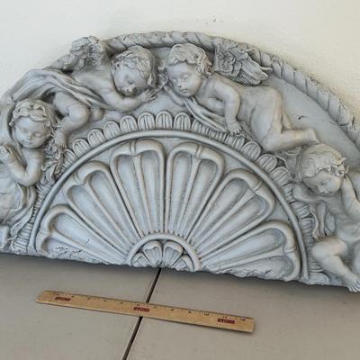 Sleeping Cherubs Styroform Wall Pediment 30x16