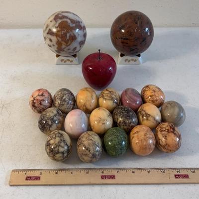 Large Marble Decor Lot- Eggs, Apple, GL French, Spheres