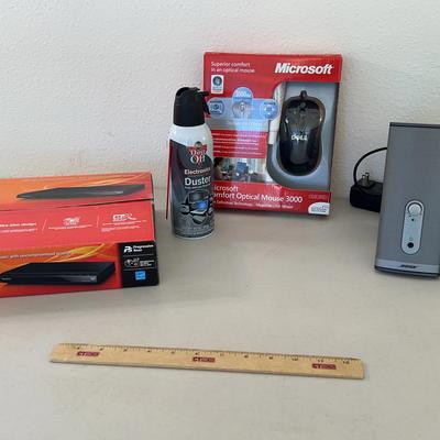 Sony DVD Player, Microsoft Mouse, Bose Companion 2 Series II Speakers