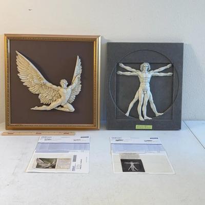 Two Historic Inspired Wall Friezes Icarus & Vitruvian Man