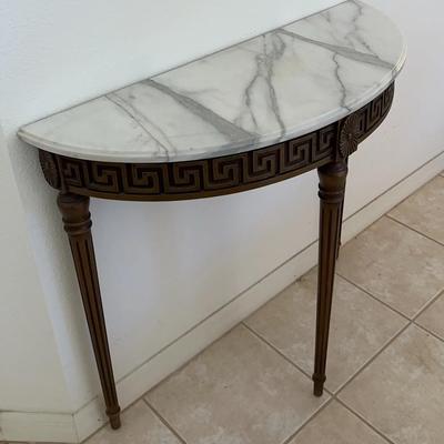 Vintage Greek Key Console Table With Marble Top 
