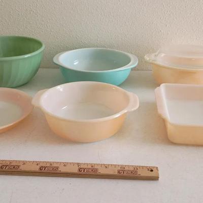 Vintage Pyrex, Fire King - Jadeite, Peach Luster, Turquoise